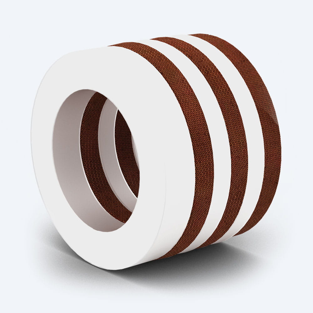 Round tube with six layers, that are alternating colored in white and brown.