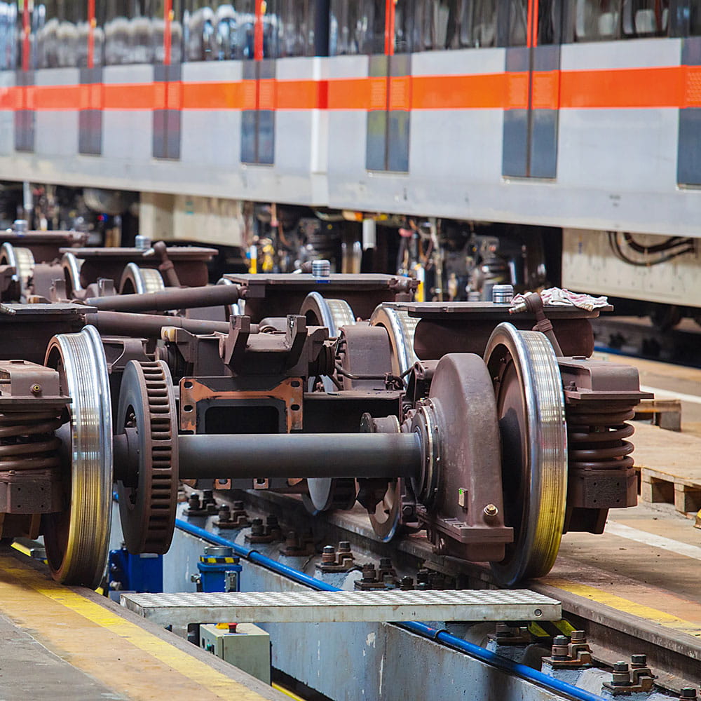 Repair and maintenance of railway wheels in a factory 