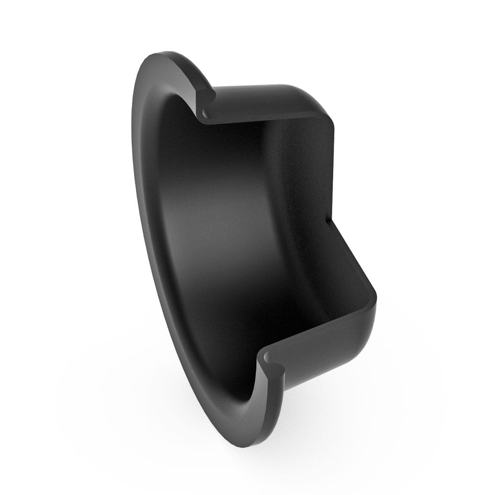 3D rendering of a cross-section of a rolling diaphragm in black
