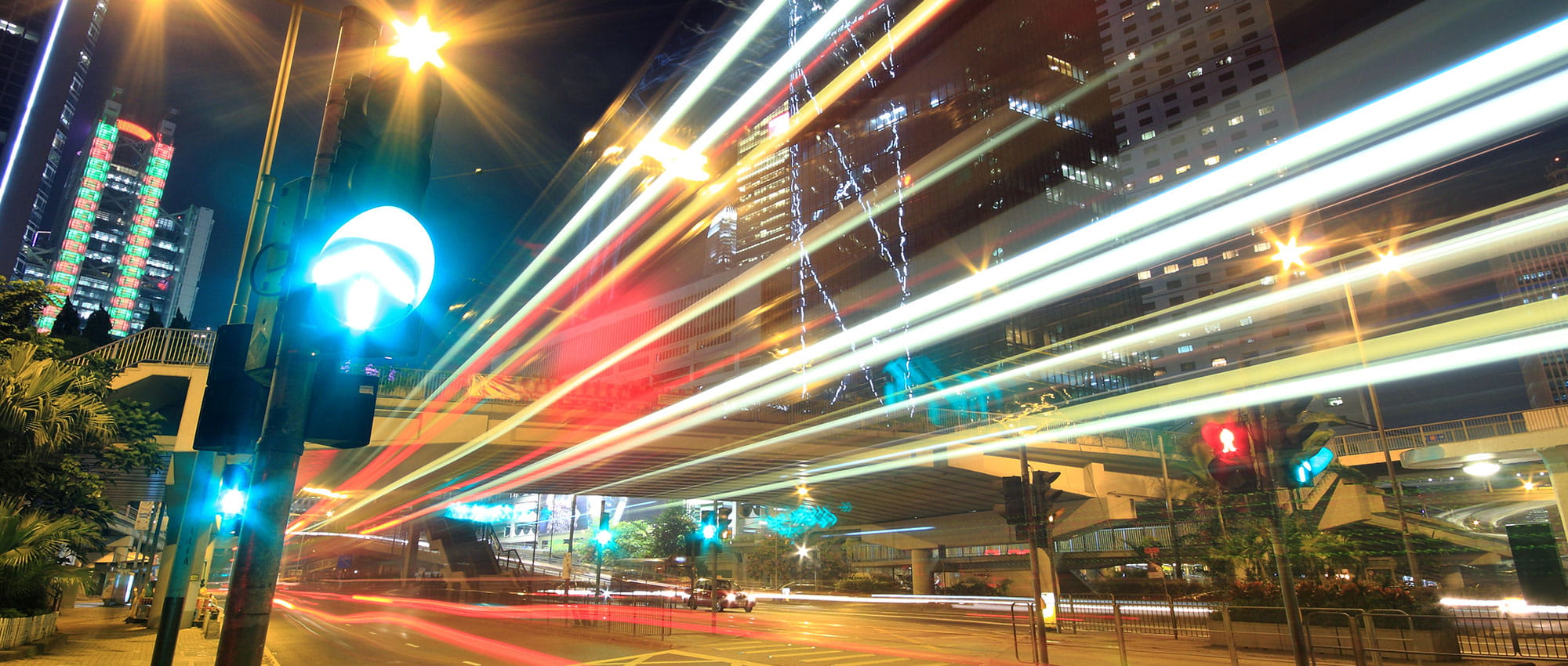City lights at night with time lapse
