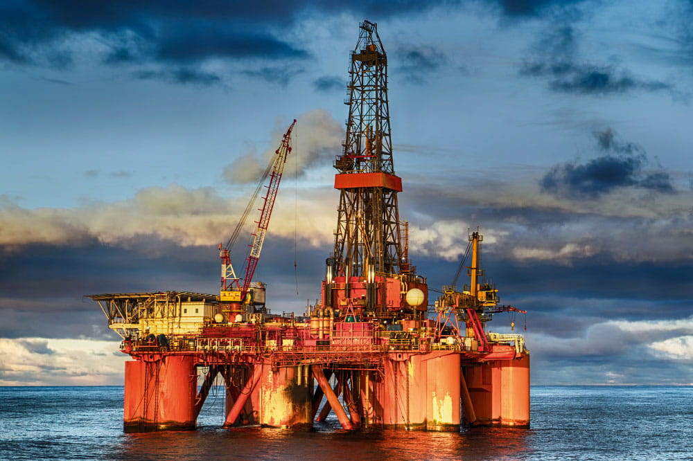 Offshore Gas station at dawn.