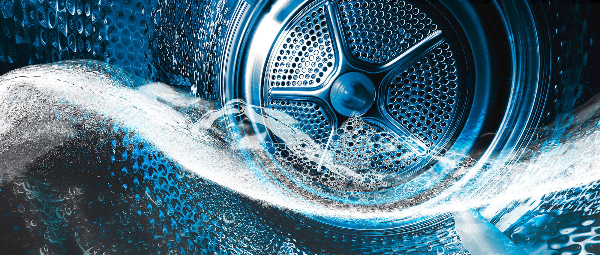Washing machine drum is half filled with water