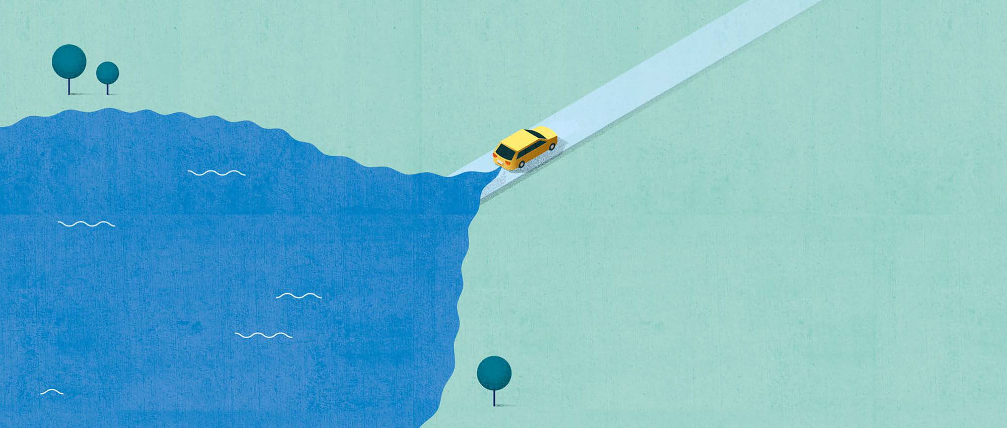 Illustration of a car whose exhaust cloud consists of water.