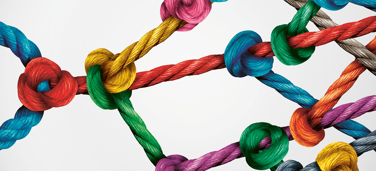 Colorful knotted ropes. 