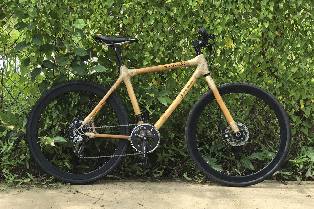 A bike made out of bamboo