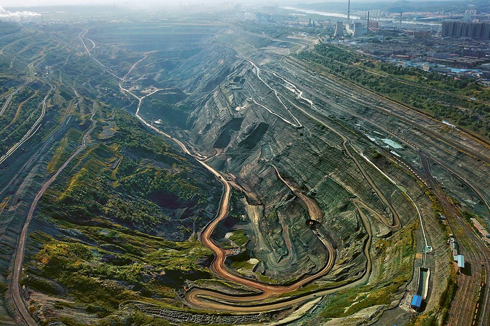 Bird's eye view of a coal-fired power plant in China