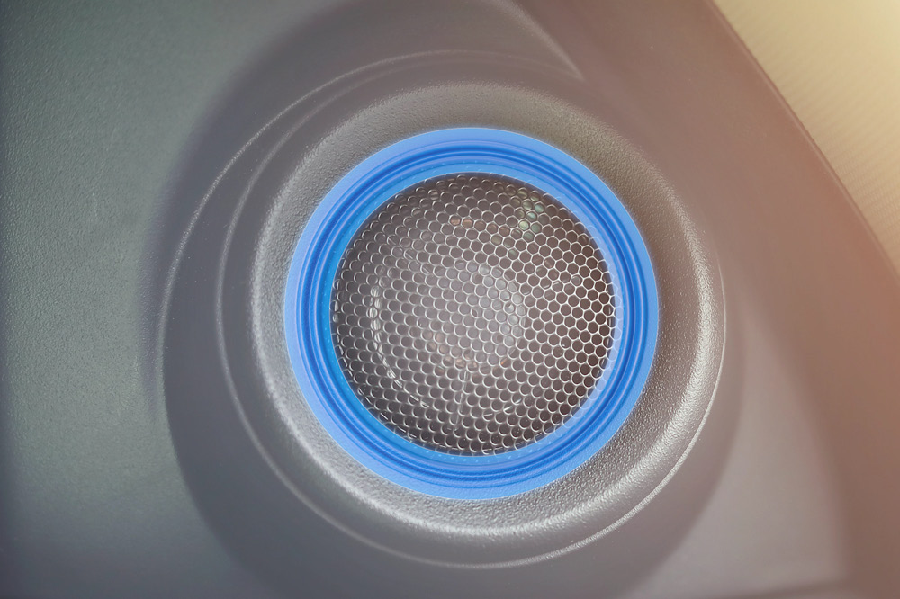 Close-up of a loudspeaker. 