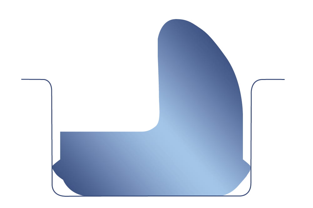 Cross-section of a gasket.