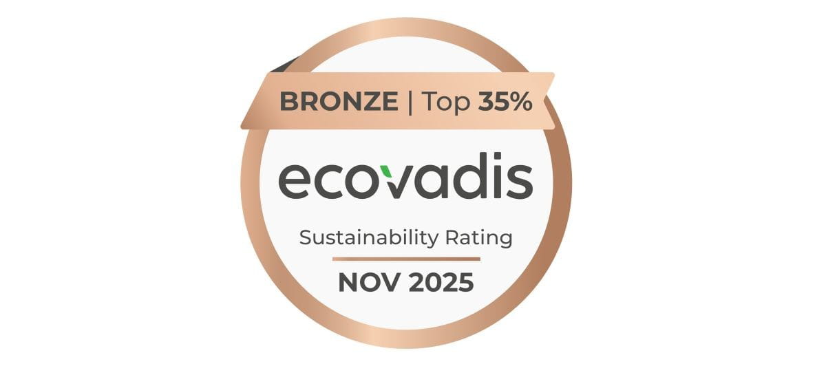EcoVadis Bronze sustainability rating badge, Top 35%, November 2025.