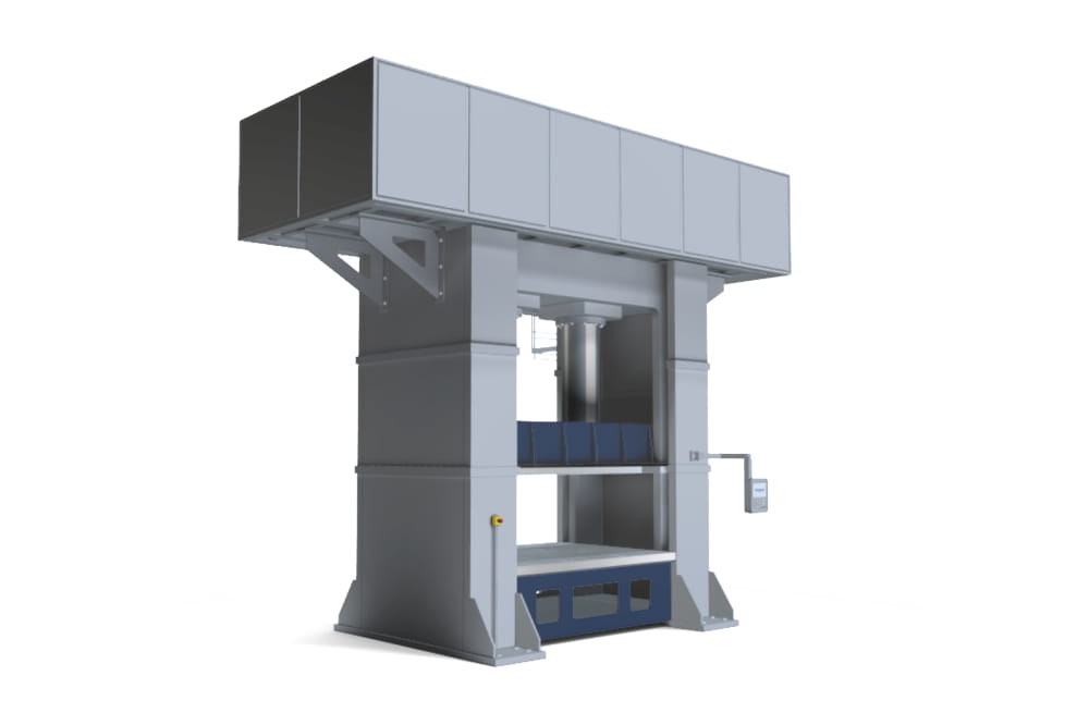 3D graphic of an industrial press