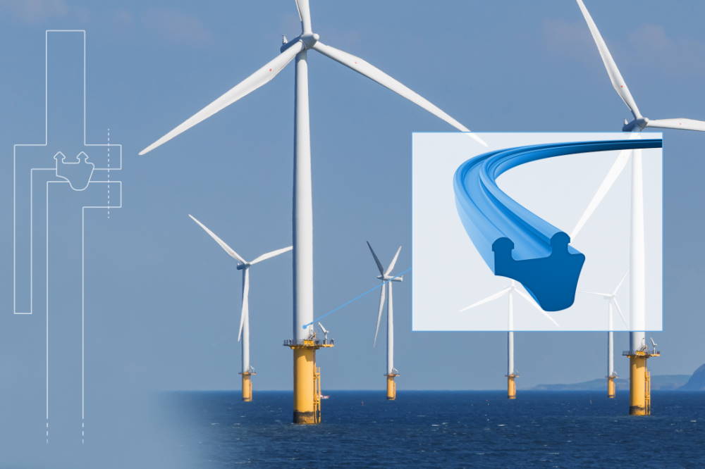 illustration of wind turbines and the Freudenberg seal