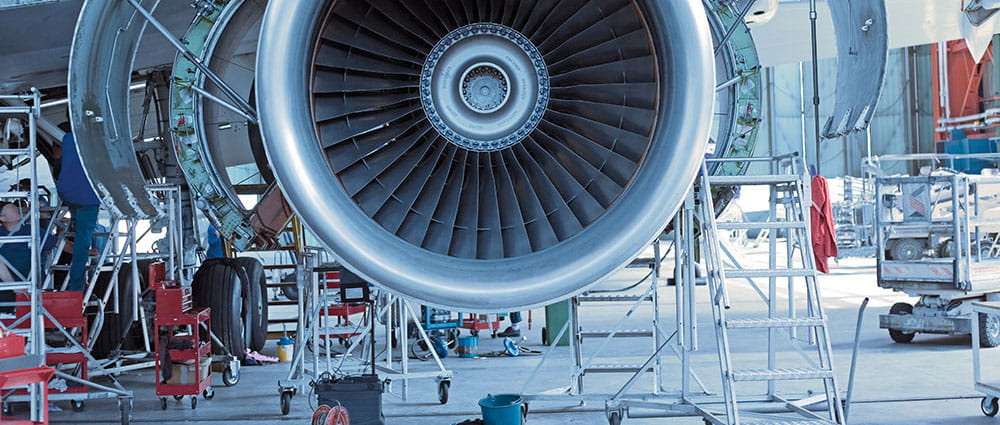 This aircraft engine is illustrating the key propulsion components safeguarded by specialized Freudenberg seals, ensuring reliable operation in all flight conditions.