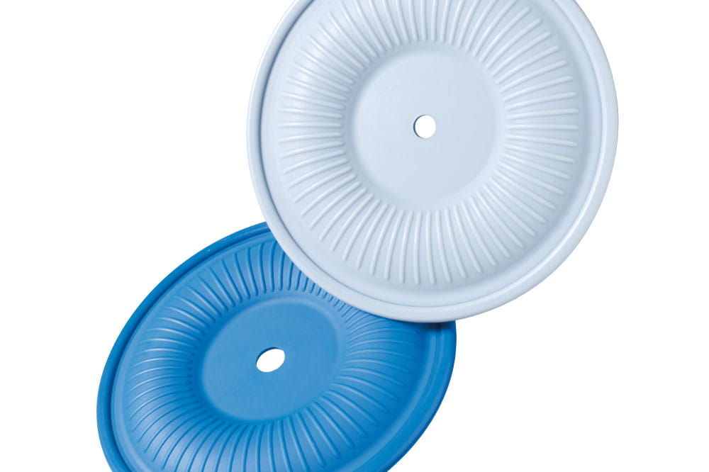 A light blue and dark blue membrane on white background
