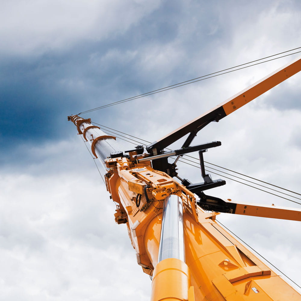 yellow crane rises to the sky