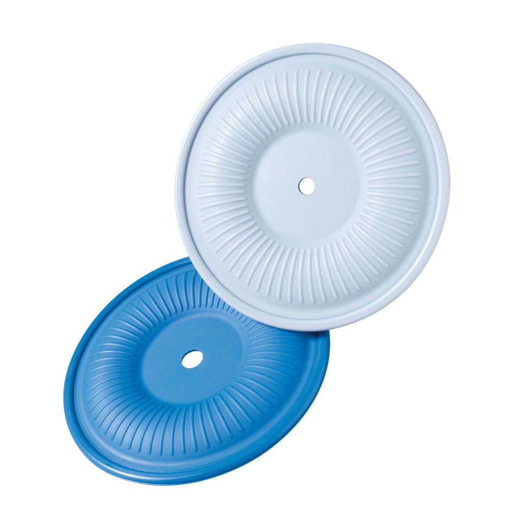 A light blue and dark blue membrane on white background
