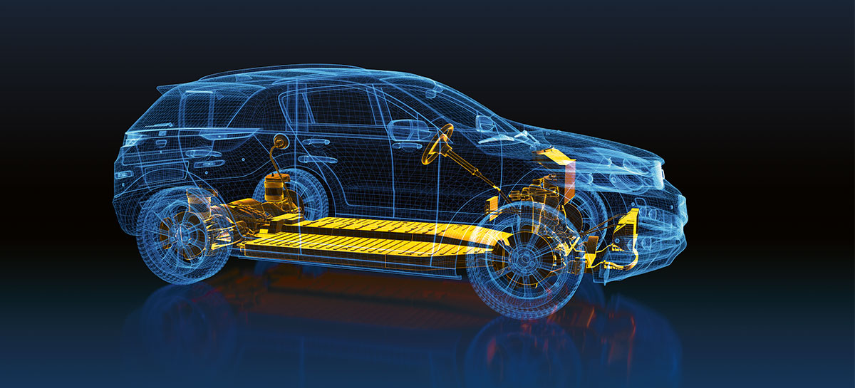 Graphic representation of the interior view of a car