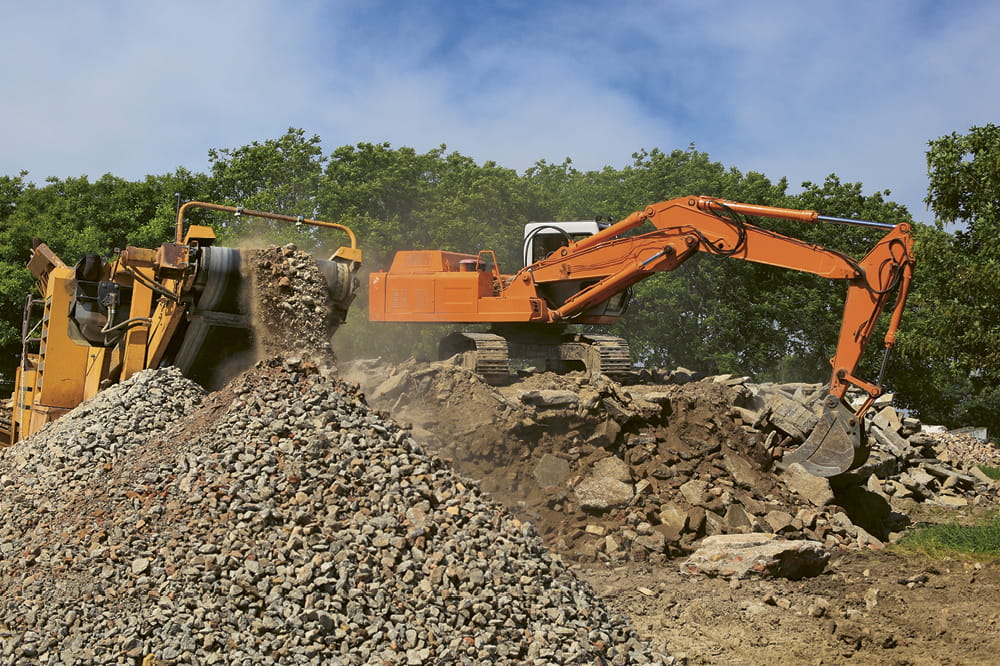 Eine Baustelle mit Baggern.