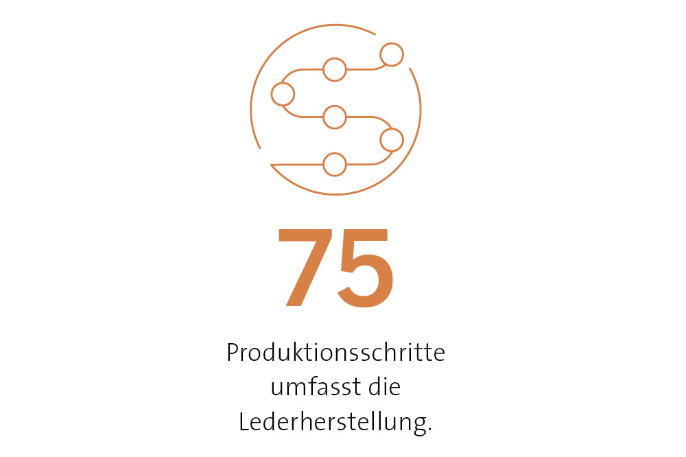 75 Produktionsschritte umfasst die Lederherstellung.