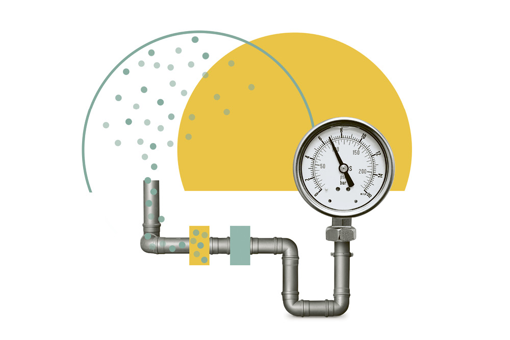 Illustration mit einem Druckmessgerät.