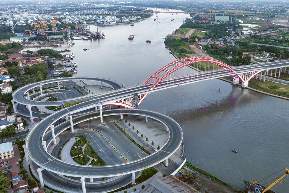 Blick auf die Hoang-Van-Thu-Brücke in Haiphong. Copyright: VinFast.