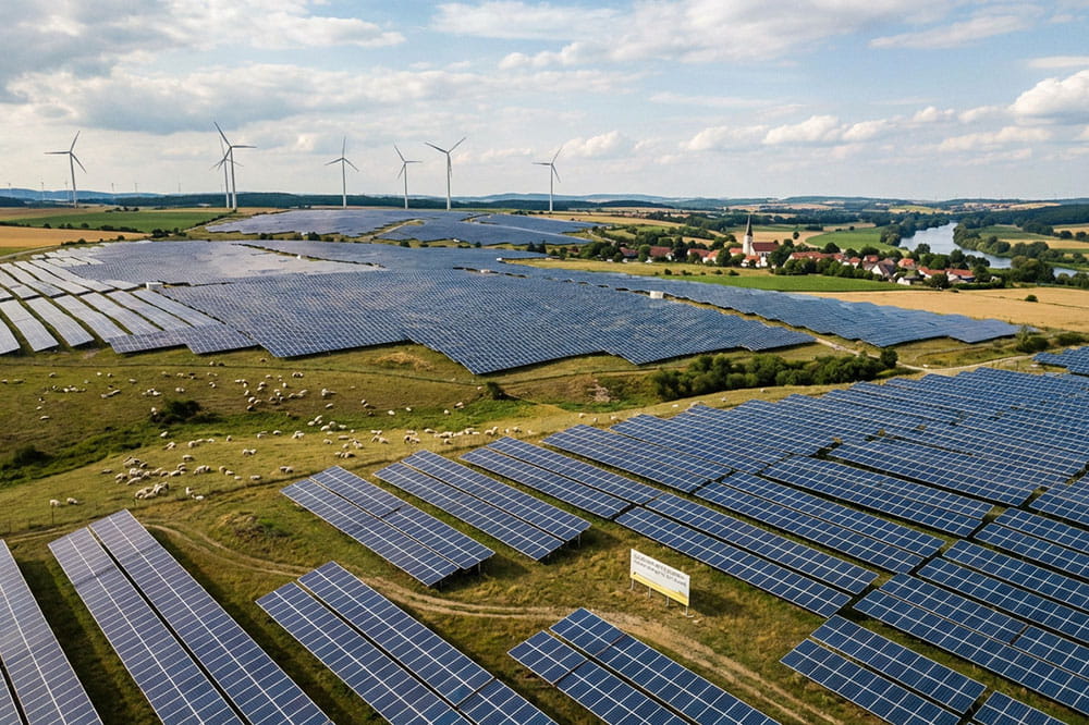 Photovoltaik Anlage auf einem Feld