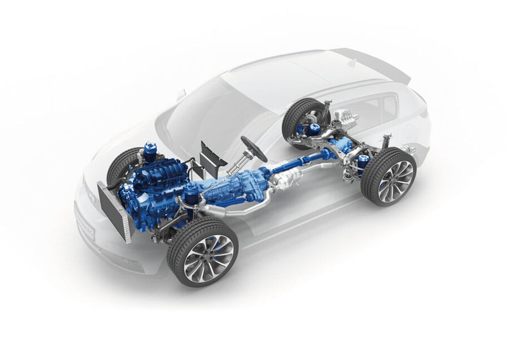 Anwendung in einem Fahrzeug mit Verbrennungsmotor und integrierten Produkten von Freudenberg Sealing Technologies