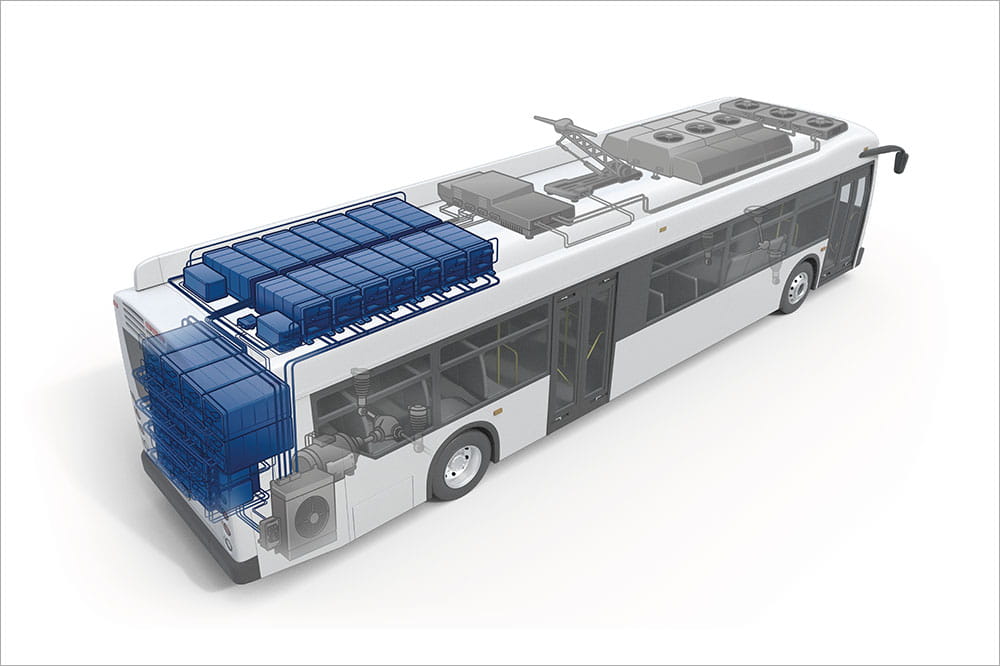 Busanwendung mit integrierter Batterie mit zusätzlichen Erläuterungen von Freudenberg Sealing Technologies