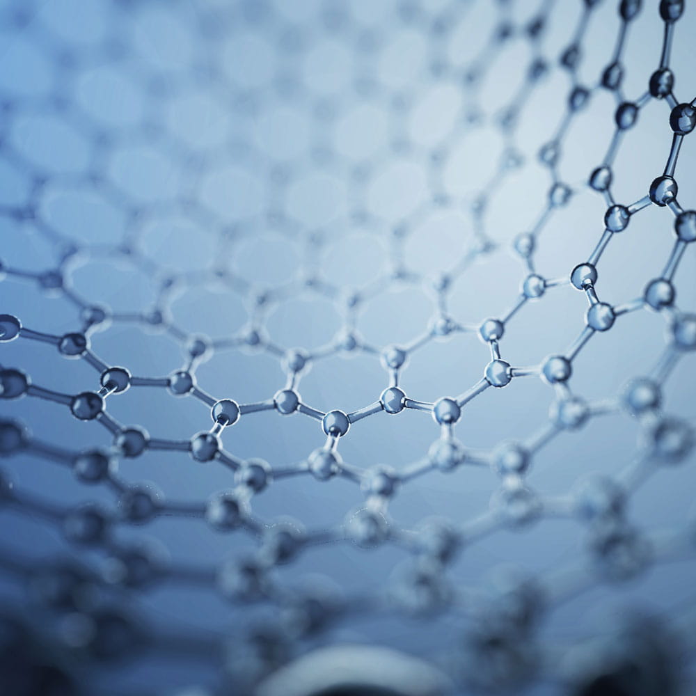 Nano-Moleküle auf blauem Hintergrund