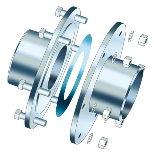 Flachdichtungen aus PTFE von Freudenberg Sealing Technologies zwischen zwei Dichtflächen vor weißem Hintergrund 